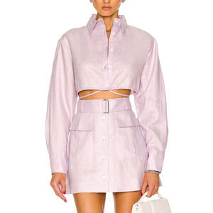 Matthew Bruch Cropped Long Sleeve Lilac Button Down Shirt Size 2